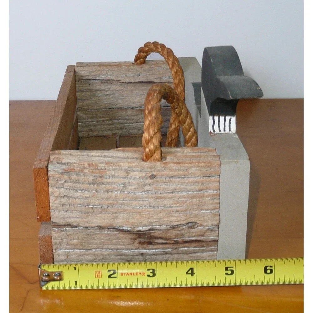 Rustic Hand Painted Wood Loon Bird Crate Box With Rope Handle Small Duck